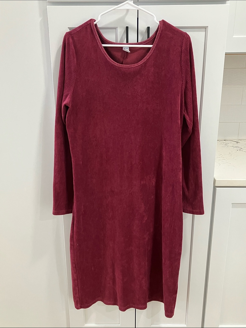 Old Navy Women's Burgundy Maroon Ribbed Long Sleeve Midi Dress Large Tall